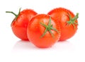 Three fresh juicy tomato with water droplets Royalty Free Stock Photo