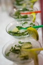 Three fresh mojitos cocktail