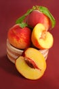 Three fresh peaches Royalty Free Stock Photo