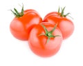 Three Fresh Red Tomatoes on white