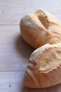 Three fresh rolls, fresh, crispy bread, nicely baked wheat rolls Royalty Free Stock Photo