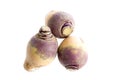 Three Fresh Rutabaga root on the white Royalty Free Stock Photo