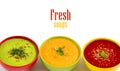 Three fresh soups Royalty Free Stock Photo