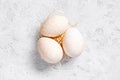 Three fresh turkey eggs on the white table Royalty Free Stock Photo