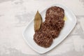 three fried ground meat in white dish Royalty Free Stock Photo