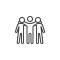 Three friend standing line icon