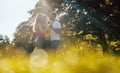 Three friends having fun dancing kizomba on a meadow Royalty Free Stock Photo