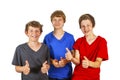 Three friends making thumbs-up and like-it-sign Royalty Free Stock Photo