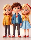 Three Friends, One Portrait: A Lesson in Love and Happiness. Two girls and a boy Royalty Free Stock Photo