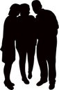 Three friends together, silhouette vector art work
