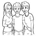 Youth Teens Kids Male Female Three Friends Smiling