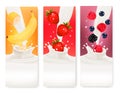 Three fruit and milk banners.