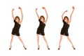 Three full length poses of an attractive young female dancer