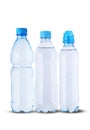 Three full plastic bottles with mineral water Royalty Free Stock Photo