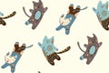 Three fun jumping cats.