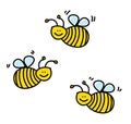 Three funny bees vector illustration