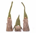 Three funny Christmas gnomes isolated