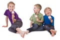 Three funny kids eating ice lolly