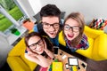 Three funny nerds together Royalty Free Stock Photo