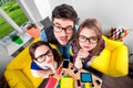 Three funny nerds together Royalty Free Stock Photo