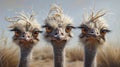 Three funny ostriches Royalty Free Stock Photo