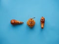 Three funny pears with googly eyes Royalty Free Stock Photo