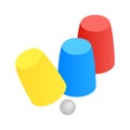 Three game thimbles with a ball isometric 3d icon