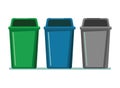 Three garbage can icon cartoon