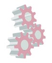 Three gears 3D vector icon. Illustration in flat style isolated on white background. Royalty Free Stock Photo