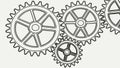 Three Gears Interconnected Mechanical System, vector design Generative AI Royalty Free Stock Photo