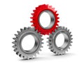 Three gears with red gear