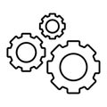 Three gears thin line icon. Cogwheels vector illustration isolated on white. Cogs outline style design, designed for web