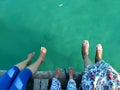 Three generation of beautiful ladies and the sea