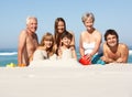 Three Generation Family Building Sandcastles Royalty Free Stock Photo