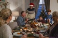 Three Generation Family Christmas Dinner Royalty Free Stock Photo