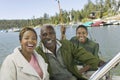 Three generation family on fishing trip Royalty Free Stock Photo