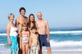 Three Generation Family On Holiday On The Beach Royalty Free Stock Photo