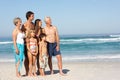 Three Generation Family On Holiday On The Beach Royalty Free Stock Photo