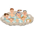Three-generation family and hot spring