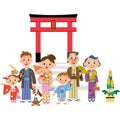 three-generation family who goes to the Shinto shrine