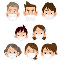 Three generations family with a mask face icon Royalty Free Stock Photo