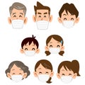 Three generations family with mask smiley expression icon Royalty Free Stock Photo