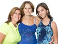 Three generations of hispanic women isolated on white Royalty Free Stock Photo