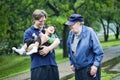 Three generations interacting together Royalty Free Stock Photo