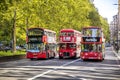 Three generations of red London buses Royalty Free Stock Photo