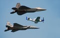 Three generations of US Air Force fighters