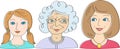 Three generations of women: the granddaughter, mother, grandmother