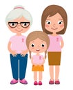 Three generations of women wearing pink shirt and ribbons for breast cancer