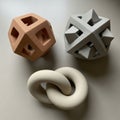 3D-printed material. The arrangement is on a smooth, neutral- Royalty Free Stock Photo