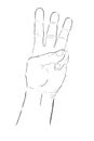 three 3 gesture vector draw doodle man hand